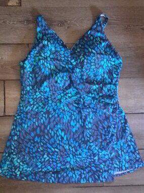 DENIM & CO BEACH 26W Plus Size ONE PIECE SWIMDRESS SWIMSUIT NEW